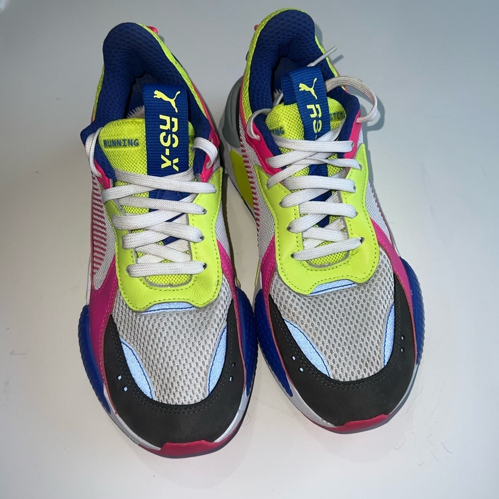 Puma RS-X Neon Yellow Pink Blue White Sneakers